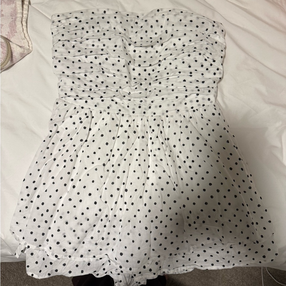Altar'd State White and Black Polka Dot Romper